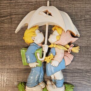 Boy and Girl Kissing Vintage Homeco Wall Decor -- ITEM #2239